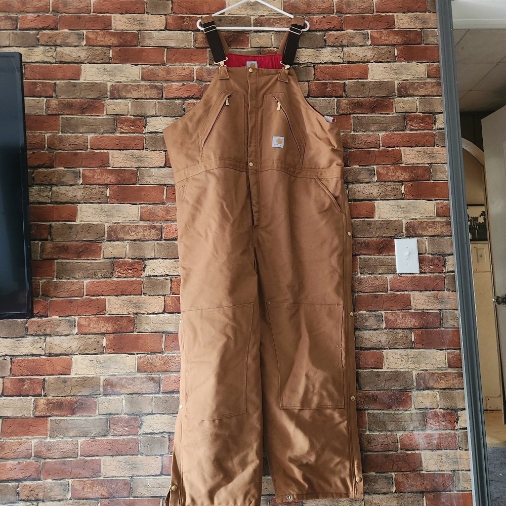 Carhartt Duck Zip-to-waist Biberall Quilt Lined Overall Size 50×30 NWT - Picture 2 of 16